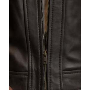 Veste en cuir véritable marron décontractée pour l'automne SF001, capuche amovible, fermeture éclair réversible, imperméable, doublure en peau de mouton, tailles XS à 6XL - Product Image 5