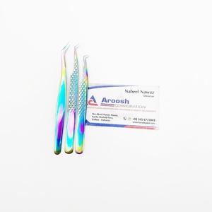 Pince à épiler russe en acier inoxydable à 45 et 90 degrés avec prise en diamant Couleur arc-en-ciel durable pour les extensions de cils - Product Image 6
