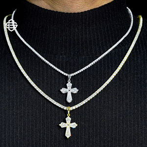Luxury Hiphop Diamond Christian Iced Out Cross Pendant Necklace for Men Women Bling Cuban <b>Rope</b> <b>Chain</b> Religious Rapper Jewelry - Product Image 4