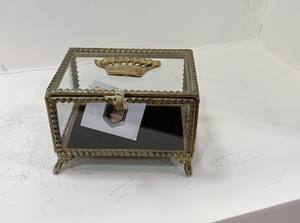 Boîte à bijoux faite à la main exquise avec solution de stockage élégante en laiton et en verre pour boîte à bijoux - Product Image 4