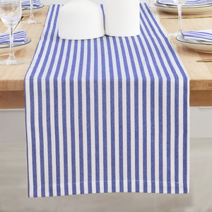 100% coton moderne été Design chemin de table Durable lavable longue rayure en bleu blanc rouge pour la maison hôtel mariage - Product Image 2