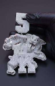 Colgante de Dragón con Número 5, Moissanita, Criatura de Fantasía, Estilo Hip Hop, con Plata de Ley 925, Joyería Fina, Colgantes y Dijes - Product Image 2