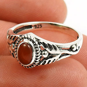 925พลอยคาร์เนเลียนธรรมชาติแหวนรูปไข่เงินสเตอร์ลิงเครื่องประดับทำด้วยมือขายส่งราคาอินเดีย - Product Image 2