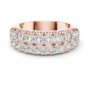 Bague éternité pavée de diamants de laboratoire de 1,92 carat au total pour femmes, clarté VVS-VS EF, or 18 carats, 14 carats, 10 carats et argent 925, rose - Product Image 1