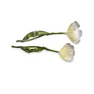 Metal <b>Decorative</b> Serving Set Brass Silver Finished Flower Design Head With Green Color <b>Twig</b> Handle Salad Serving Set - Product Image 1