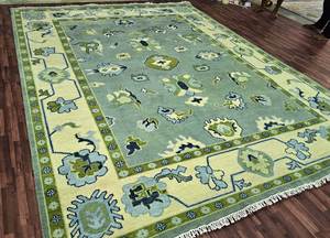 High Quality Wool <b>Hand</b> Knotted 9x12 Area Rug Newly Designed Abstract Pattern Multi-Color Woven Carpet for Home Praying - Product Image 2