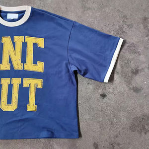 Camisetas cortas de gran tamaño de dos tonos de color de manga corta Boxy Fit Streetwear camisetas con logotipo de serigrafía de secado rápido para adultos Unisex - Product Image 2