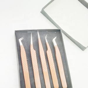 Diamond Grip Easy <b>Carry</b> Sustainable Stainless Steel Eyelash Extension Tweezers Brown Powder Coated Convenient Beauty Tools - Product Image 2