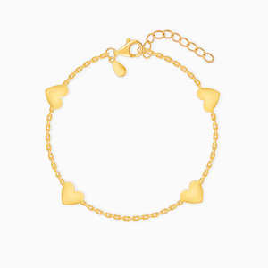 Collier et bracelet avec pendentif fin en forme de plusieurs cœurs en perle d'eau douce argentée - Product Image 3