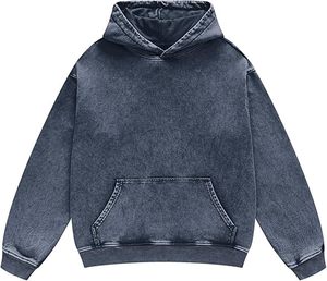 Sudadera con capucha cálida para hombre, sudadera con capucha de lana de algodón pesado lavado con ácido, ropa informal lavada con ácido, diseño minimalista - Product Image 2