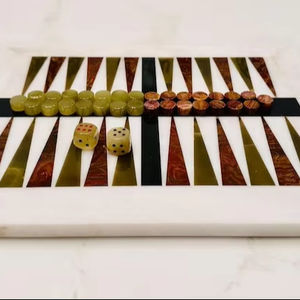 Juego de Backgammon Artesanal de Mármol y Ónix, Tablero de Lujo de 12 Pulgadas, Regalo Clásico, Backgammon Artesanal Único - Product Image 2