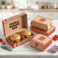 Grande boîte à hamburger, grand contenant à burger, boîte en papier kraft extra profonde avec revêtement résistant à la graisse