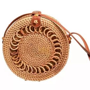 Sac rond en rotin de taille personnalisée, fait à la main au Vietnam, vente en gros, sac de plage en rotin écologique - Product Image 3