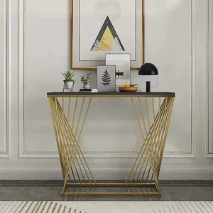 Trapezoid Design <b>Console</b> <b>Table</b> with Golden Metal Finish <b>Gold</b> Home Furniture Manufacturer Wholesaler factory direct sale - Product Image 1