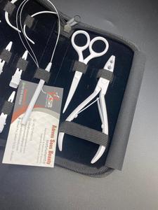 Juego de alicates de extensión de pelo de acero inoxidable de grado quirúrgico con logotipo personalizado al por mayor mate blanco con pinzas de tijeras lazo de abalorios - Product Image 2