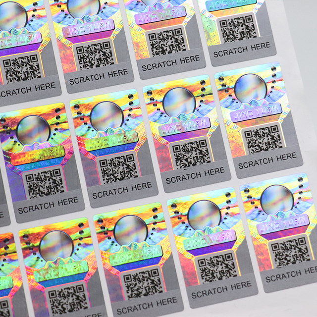 Full Color Printed Void Honeycomb Qr Code Serial Number Custom Logo Tamper Evident Security Label Sticker