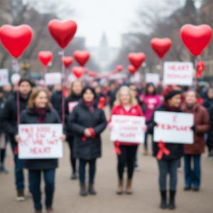 Maglietta a maniche lunghe con nastro rosso per il mesi di febbraio, prodotto promozionale per la sensibilizzazione sulle malattie cardiache - Product Image 3