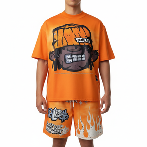 Conjunto Deportivo para Hombre, Camiseta y Pantalones de Chándal, Tejido de Algodón de Alta Calidad, Ecológico, con Estampado Personalizado de Dibujos Animados en la Parte Delantera, 220/240 GSM - Product Image 2