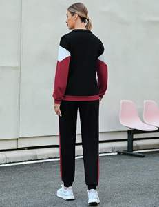 Burgundy <b>Women</b> Tracksuit Set 2 Piece Sweatsuit Outfits Long Sleeve Zip Up Lounge Jogger Set with Pocket - Product Image 5