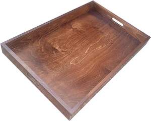 Grand plateau de service en bois de couleur marron - Product Image 3