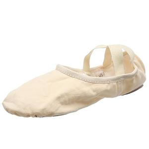 Chaussures de danse de ballet pour femmes en toile beige de meilleure qualité souples et pliables avec reliure élastique semelle en daim fendue cousue à la main - Product Image 2
