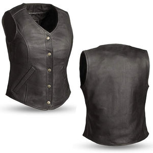 <b>Women's</b> Motorcycle Leather <b>Vest</b> Custom Logo Print Embroidery Winter Waterproof Protective Leather <b>Vest</b> - Product Image 6