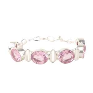 Pink Morganite <b>Charm</b> <b>Bracelet</b> Oval Gemstone 925 Sterling <b>Silver</b> Handmade Luxury Jewelry for Women Elegant Anniversary Gift - Product Image 4