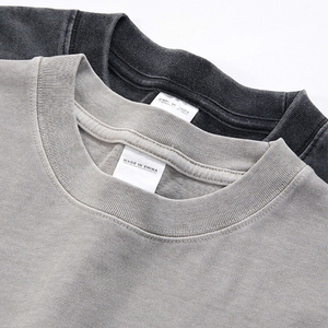 Camiseta de hombro caído Vintage lavada con ácido para hombre 100% algodón pesado estilo de la vieja escuela Ajuste de gran tamaño Dropshipping ¡Bienvenido! - Product Image 1