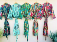 Robe Kimono Longue 100% Coton Faite à la Main à Imprimé Floral pour Femme, Peignoir Bohème Hippie, Robe Maxi Ethnique Décontractée, Robe d'Été Oversize