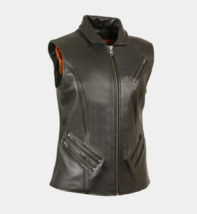 Veste en cuir pour homme en gros, respirante, grande taille, personnalisable, col rond, design moto - Product Image 1