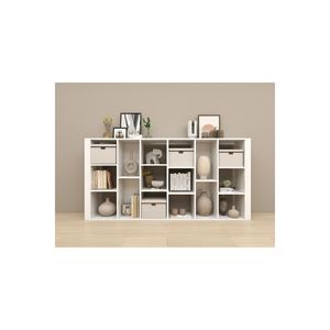 Modern Multi-Purpose Living Room Suntalam <b>White</b> Bookshelf Space-Saving Split Design Disassembled - Product Image 2