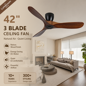 42 Inch 3 Blade <b>Ceiling</b> <b>Fan</b> with <b>Remote</b> <b>Control</b>, Solid Wood <b>Ceiling</b> <b>Fan</b>, DC Motor <b>Ceiling</b> <b>Fan</b> for Indoor Bedroom - Product Image 1