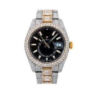 Montre diamant personnalisée de luxe pour hommes entièrement glacé Baguette et montre-bracelet coupe ronde avec mouvement à quartz livraison gratuite - Product Image 1