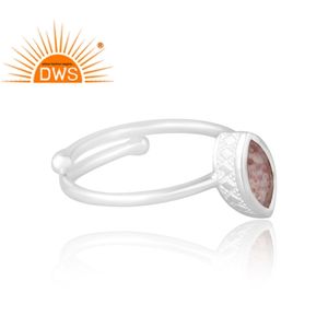Última venta 925 anillo de piedras preciosas de cuarzo de fresa Natural de plata esterlina joyería personalizada para mujeres regalo para ella - Product Image 4