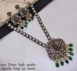 Elegante maravilloso indio Real Kundan Radha Krishna Premium calidad Jaypuri colgante con perla gota pendientes conjunto para mujeres y niñas - Product Image 1