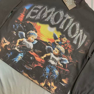 T-shirt à manches longues de haute qualité, style vintage, motif dessin animé, graffiti, diamant, nouvelle collection sportswear - Product Image 6