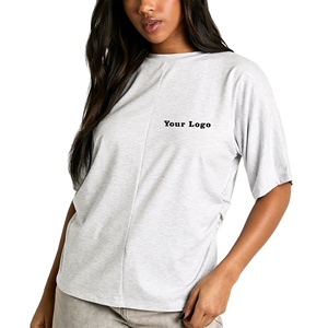 Camiseta de Verano Casual de Punto para Mujer, Camiseta de Algodón de Manga Corta con Cuello Redondo, Ajuste Holgado Cómodo y Moderno - Product Image 1