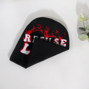 High Quality Customized Logo Knitted <b>Beanies</b> Jacquard Heart Embroidery Pattern Winter Lovers <b>Hat</b> for <b>Men</b> and Women - Product Image 4