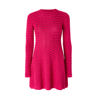 Vestido de manga larga de punto suéter para mujer de alta calidad Zig Zag rayas cuello redondo manga larga Vestido de punto Sorority 1908