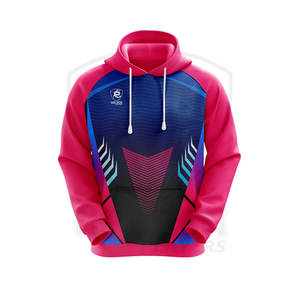 เสื้อฮู้ดแขนยาวของผู้ชายเสื้อสเวตเชิ้ตมีฮู้ดแบบซับลิเมชันเต็มสีชมพู - Product Image 5