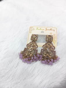 Top Fashion Trendy Indian Kundan Traditional Jhumka <b>Earrings</b> Vintage Water Drop Bell for Ladies Wedding <b>Earring</b> Set for Women - Product Image 2