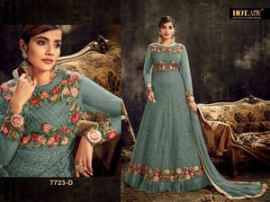 Robe de soirée de mariage de Style moderne, filet papillon lourd avec broderie, travail, manches longues, avec fond et dupata - Product Image 3