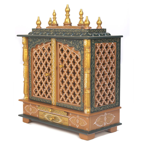 Handcrafted Solid Wood Temple for Home Traditional Wooden Pooja <b>Mandir</b> Hindu Prayer Altar Living Room KA852 - Product Image 2
