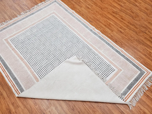 Alfombra de algodón con estampado de bloques, alfombra India hecha a mano, alfombra decorativa Dhurrie para sala de estar - Product Image 2