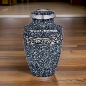 Urne funéraire grecque de haute qualité pour adultes Urne funéraire en métal aluminium bicolore avec bande gravée Fabricant d'urnes en gros - Product Image 4