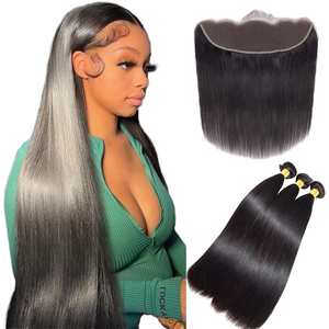 Cabello Hali, doble cutícula alineada, extremos gruesos súper doblemente dibujados, trama de cabello liso negro Natural, tacto suave, entrega rápida - Product Image 1