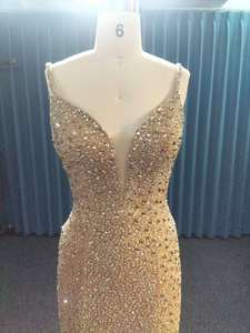 2026 Female Evening Party Dress Gold Beaded <strong>Ball</strong> Long Prom <strong>Gown</strong> with Sexy Back Floor-Length Night <strong>Gown</strong> with Appliques - Product Image 2