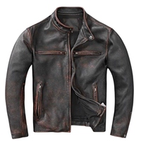 Chaqueta Bomber Larga Formal de Seda Encerada Vintage en Cuero Genuino con Producción Clásica y Acabado Resistente