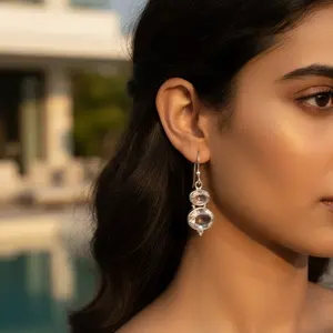 "Trendy Rhodium-Plated 925 Sterling Silver <b>Rose</b> <b>Quartz</b> <b>Earrings</b> for Women's Engagement Wedding Anniversary Party Gifts" - Product Image 3