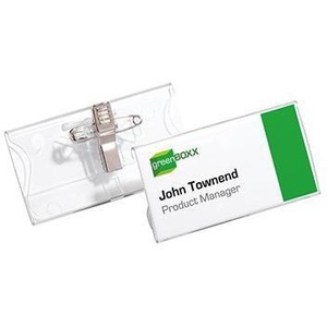DURABLE 75 X 40 mm <b>Name</b> Badge Holder & Accessory Combination Clip with Transparent Design 25 Pcs./pack - Product Image 1